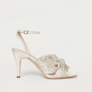 Loeffler Randall / NEW in box ZINNIA pleated  Silver Bow Heels 6